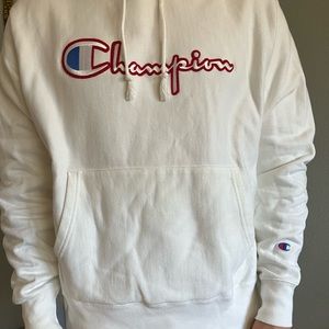 White Champion hoodie, size M